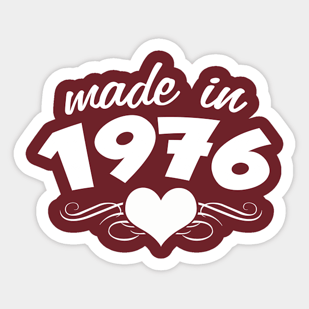 40th birthday gifts for women Made in 1976 Heart Design 40 birthday shirt Sticker by AwesomePrintableArt